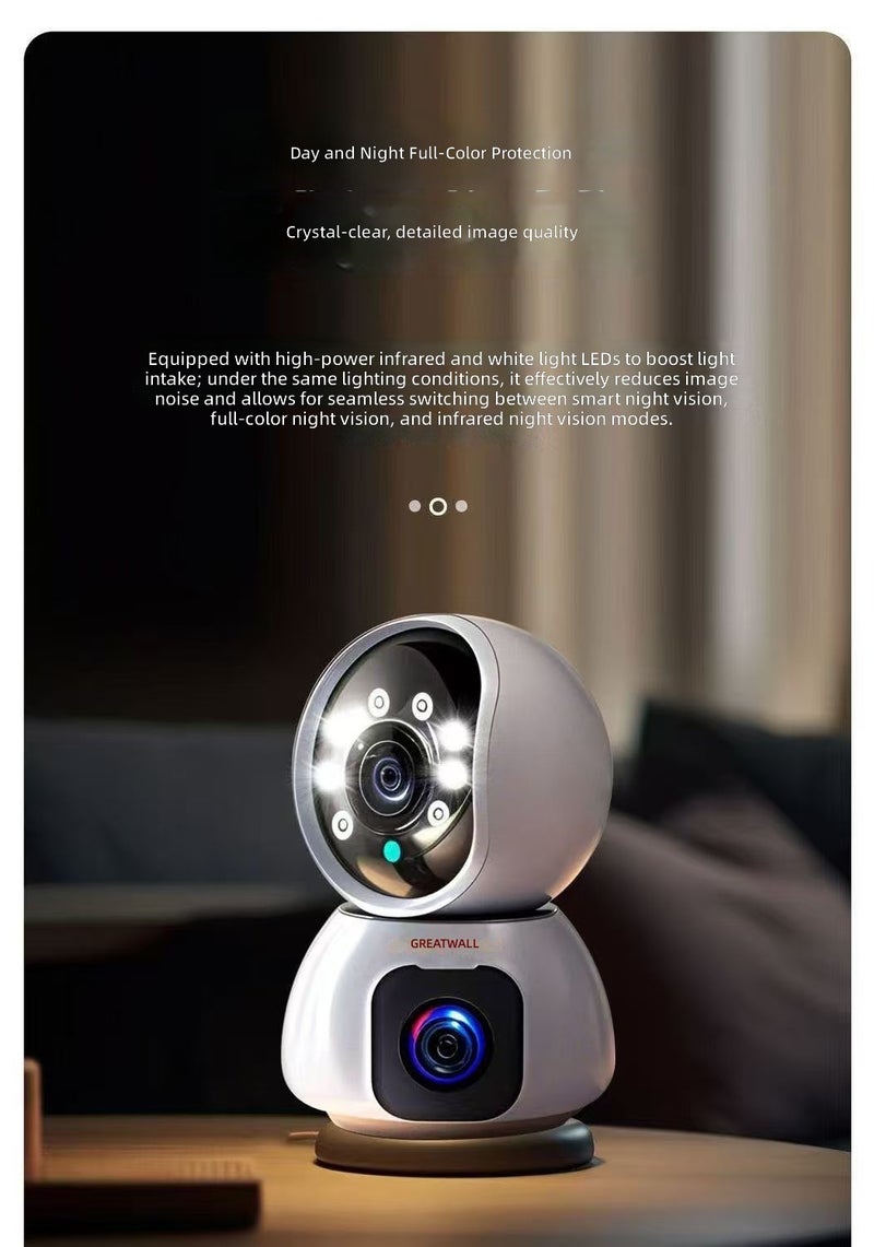 GREATWALL Dual-Lens Wireless WiFi Camera for Home Surveillance, 360° HD, Remote Intercom - Image 3