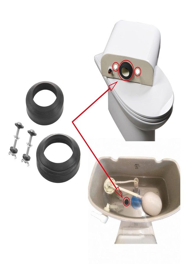 Rrina Universal Toilet Tank to Bowl Gaskets Repair Kit with 2 Pcs Gasket 2 Sets Tank to Bowl Bolts Fits Most 2Inch 3Inch Flush Valve Opening Toilet Tanks - Image 5