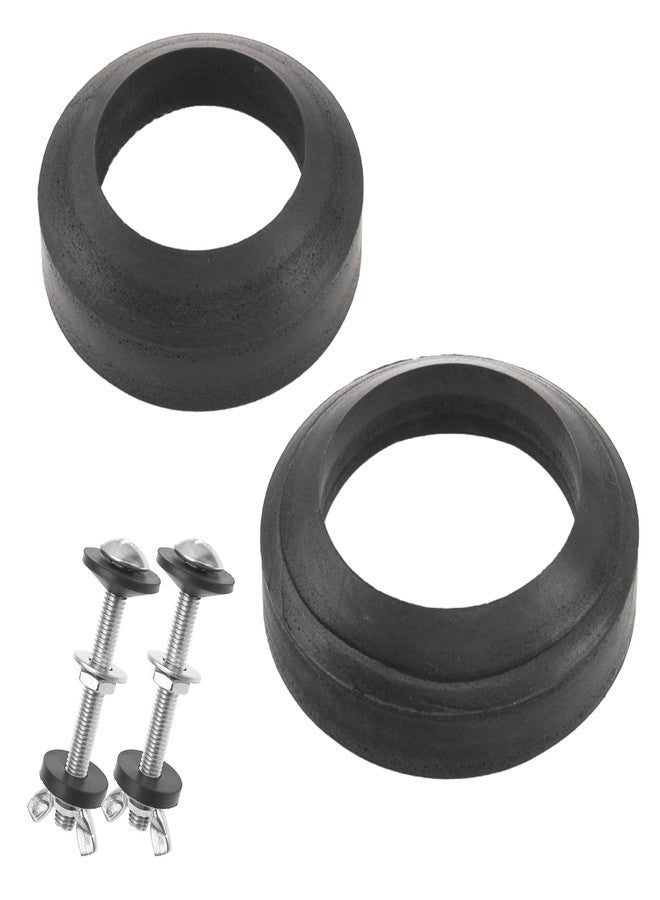 Rrina Universal Toilet Tank to Bowl Gaskets Repair Kit with 2 Pcs Gasket 2 Sets Tank to Bowl Bolts Fits Most 2Inch 3Inch Flush Valve Opening Toilet Tanks - Image 1