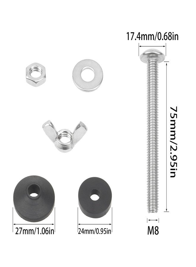 Rrina Universal Toilet Tank to Bowl Gaskets Repair Kit with 2 Pcs Gasket 2 Sets Tank to Bowl Bolts Fits Most 2Inch 3Inch Flush Valve Opening Toilet Tanks - Image 3