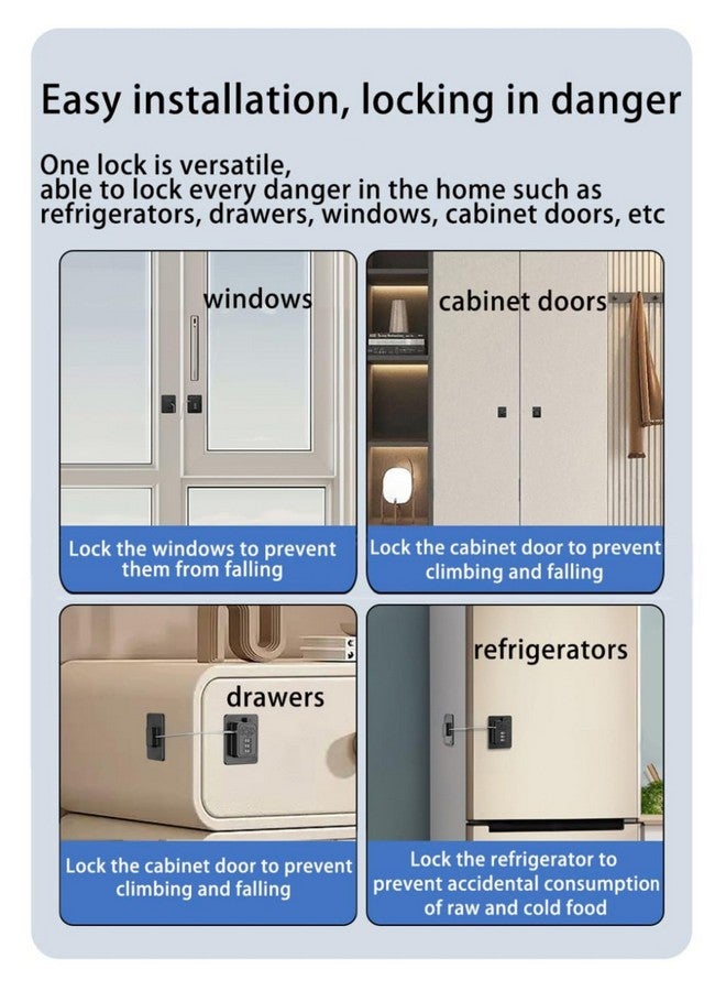 Inditradition Baby Safety Furniture Locks, Combination Number Lock Latches for Fridge, Cabinet, Almirah, Drawers | Double Sided 3M Tape (Pack of 2, Black) - Image 5