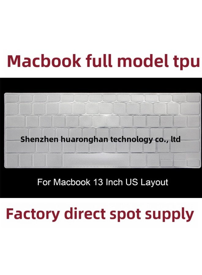 Applicable To MacBook Apple Notebook Keyboard Film Mac Air11Pro1315 Lightweight TPU Computer Protective Sticker-Color:Transparent Tpu Keyboard Membrane-Size:US Version A2141 Covers Touch Area