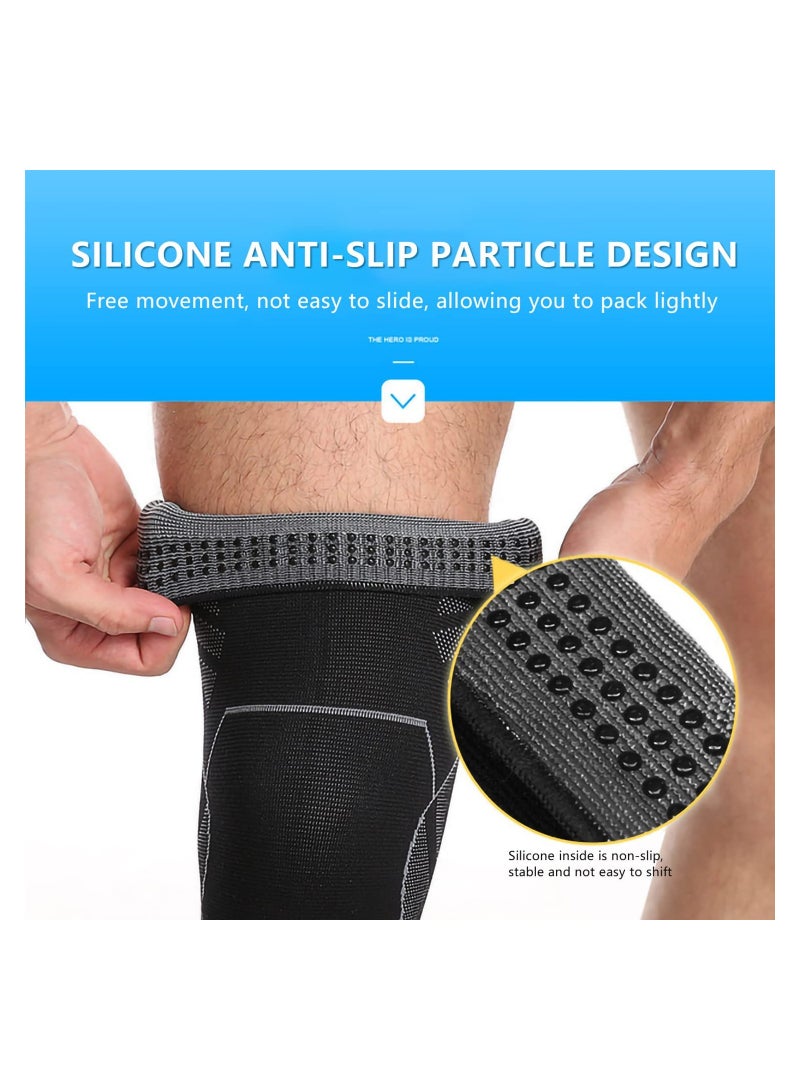 Excefore Long Leg Compression Sleeve for Men - Knee Brace for Pain Relief, Running, Arthritis, ACL Support - L - Image 5