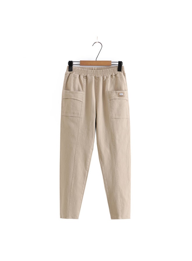 Middle-aged Mother Elastic Waist Torso Pants Loose High Waist Casual Wen's Pants Spring And Autumn Nine Harem Pants Western Style