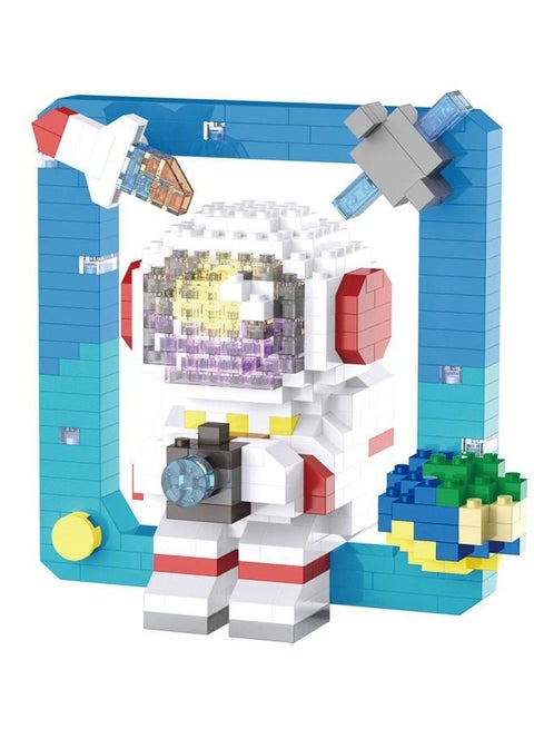 396-Piece Photo Frame Astronaut Mini Blocks Building Sets, Micro Stacking Blocks Sets Toy with LED Light, Brick Construction Series Assembling Building Blocks Intelligent Development Toys