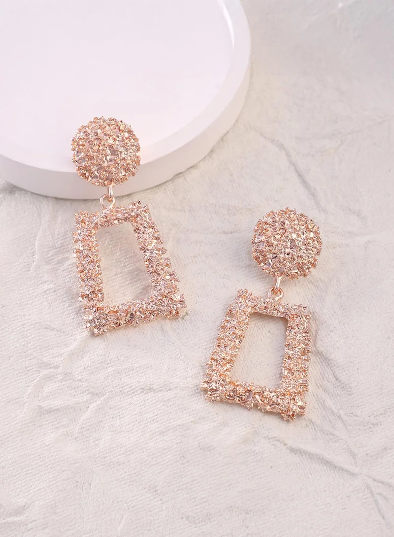 SOHI Women The Corroded-Quad Drop Earrings | Rose  Colour | One-Size | Metallic Alloy Material | Push Back Closure | Earrings For Casual & Evening Wear