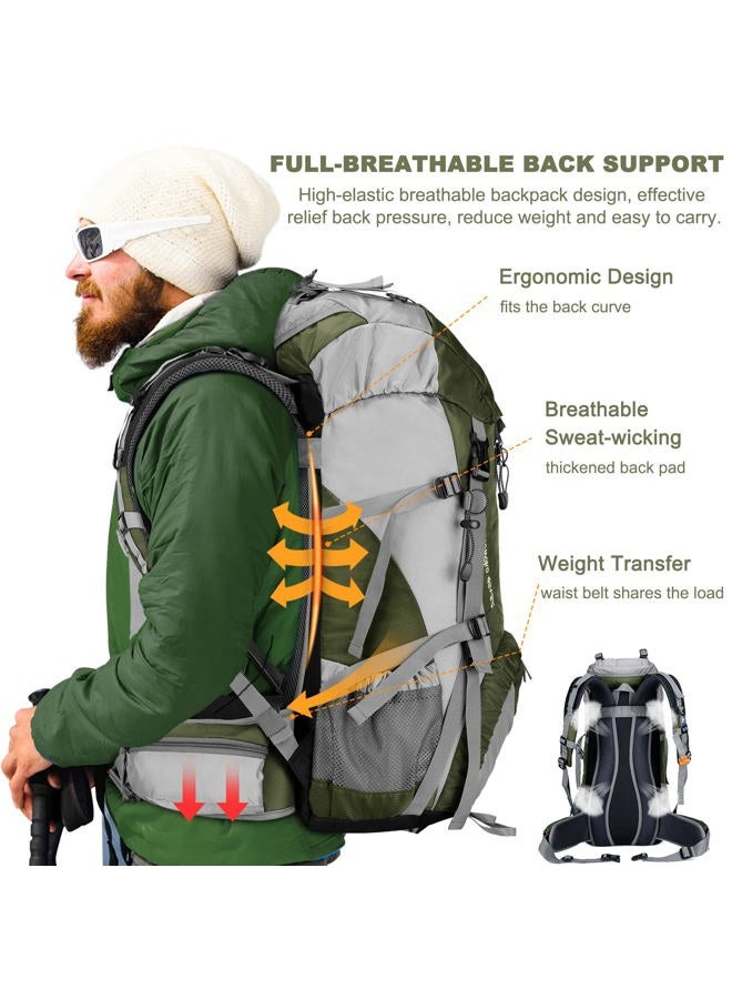 Loowoko 50L Hiking Backpack, Waterproof Camping Essentials Bag with Rain Cover, 45+5 Liter Lightweight Backpacking Back Pack - Image 3