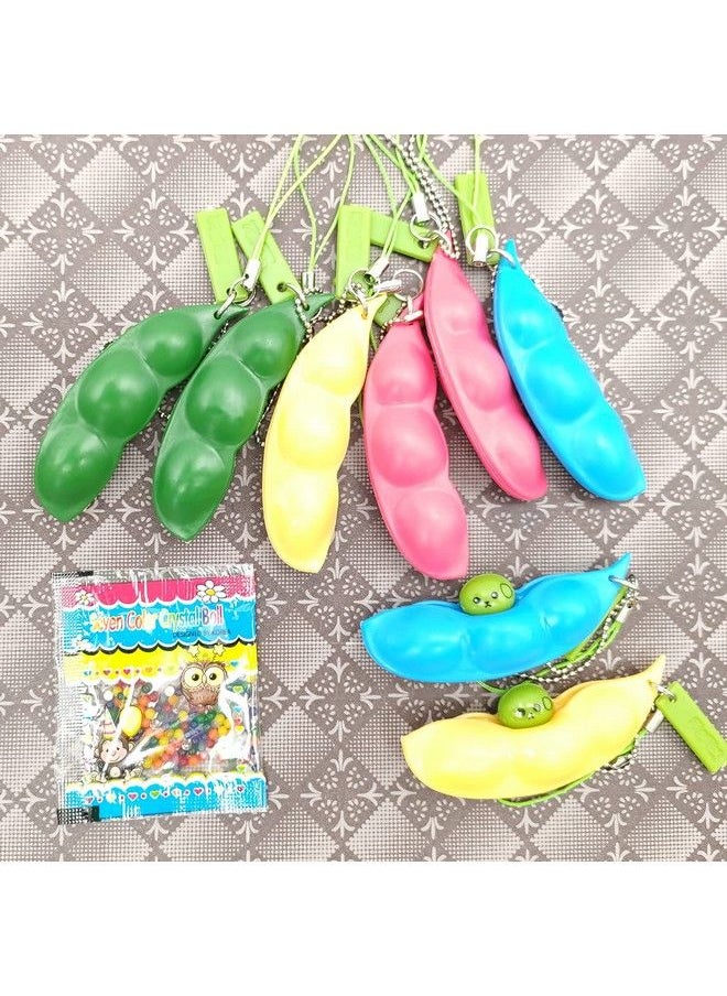 Volscity Fidget Sensory Bean Toysqueezeabeansoybean Stress Relieving Chain Toysedamame Keychainpea Keychain Soybean Toys Gift For Children And Adults Release Stress (8 Pack Colourful)  - Image 4