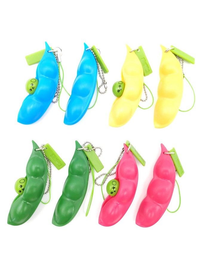 Volscity Fidget Sensory Bean Toysqueezeabeansoybean Stress Relieving Chain Toysedamame Keychainpea Keychain Soybean Toys Gift For Children And Adults Release Stress (8 Pack Colourful)  - Image 1