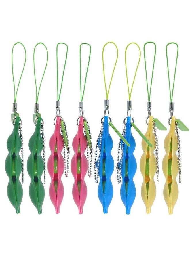 Volscity Fidget Sensory Bean Toysqueezeabeansoybean Stress Relieving Chain Toysedamame Keychainpea Keychain Soybean Toys Gift For Children And Adults Release Stress (8 Pack Colourful)  - Image 3