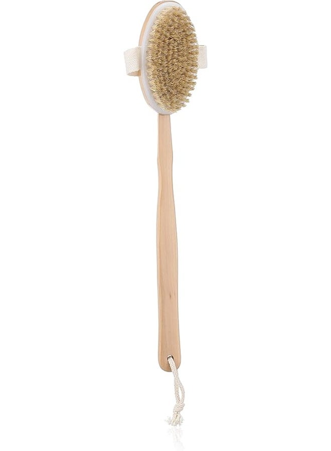 Bath Brush with Long Wooden Handle - Body and Back Scrubber for Exfoliating Dead Skin and Dry Skin - Massage Bath Brush for Men and Women - Image 3
