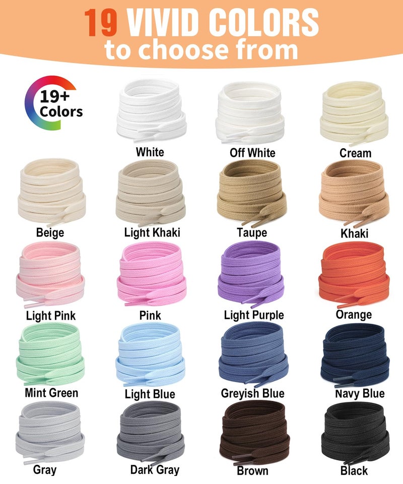 Handshop Wide Flat Athletic Shoelaces 5/16"(2 Pair) - Shoe Laces for Sneakers and Casual Shoes Replacements Beige+Off White 55 inch (140cm) - Image 5