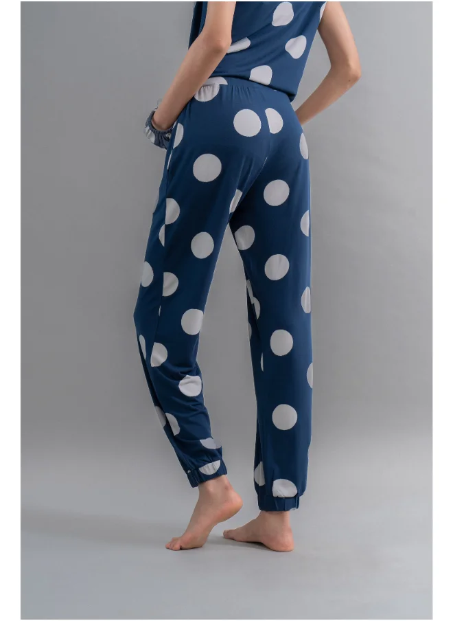 NeceSera Sleepy Navy Polka Supima Cuffed Bottoms