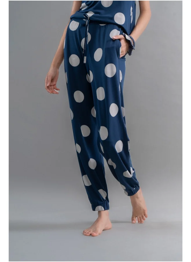 نسيسيرا Sleepy Navy Polka Supima Cuffed Bottoms