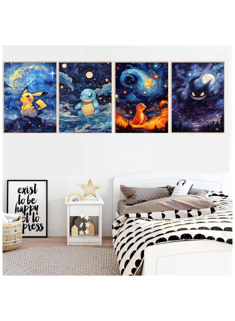 SYOSI 4Pcs Diamond Art Painting Kits Cartoon Full Drill Diamond Dots Paintings for Beginners 5D Diamond Art Kits DIY Full Drill Diamond Crystal Craft Kits for Home Wall Decor 15.7x11.8 inch  - Image 2