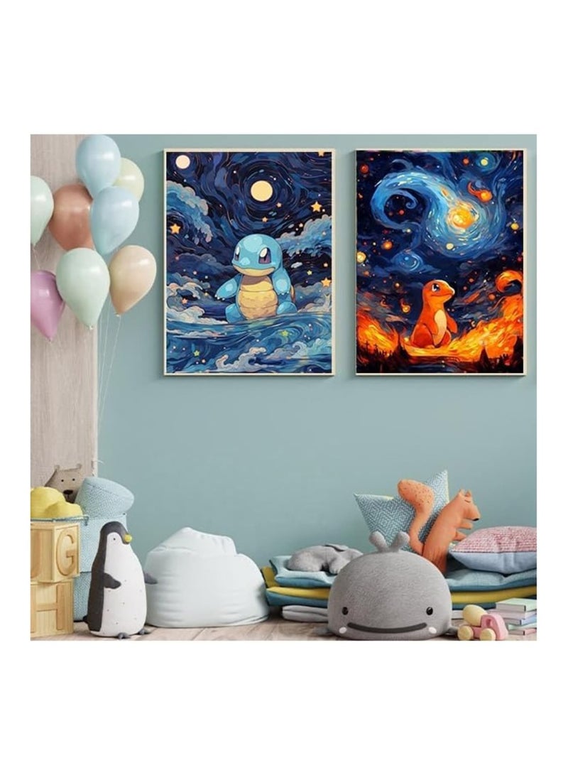 SYOSI 4Pcs Diamond Art Painting Kits Cartoon Full Drill Diamond Dots Paintings for Beginners 5D Diamond Art Kits DIY Full Drill Diamond Crystal Craft Kits for Home Wall Decor 15.7x11.8 inch  - Image 3