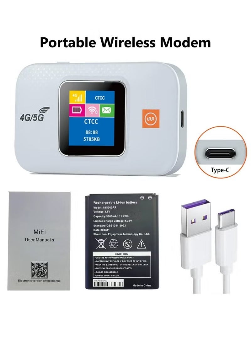 Portable Wireless Modem, 4G/5G LTE Modem, Wireless Wi-Fi router Range Extender, 300Mbps 3000mAh Mobile Pocket WiFi Router with SIM Card Slot - Image 2