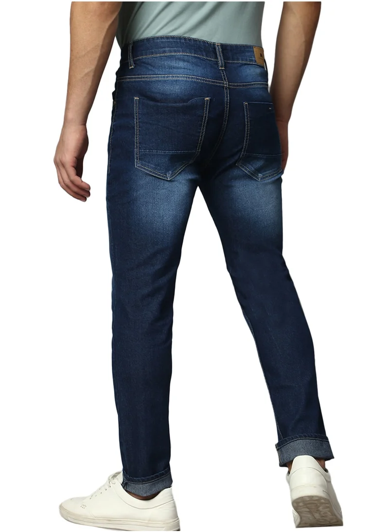 دينيس لينغو Indigo Slim Fit Men's Poly Viscose Jeans with Button & Zip Closure