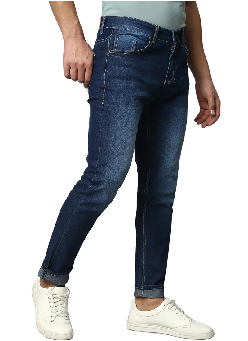 دينيس لينغو Indigo Slim Fit Men's Poly Viscose Jeans with Button & Zip Closure