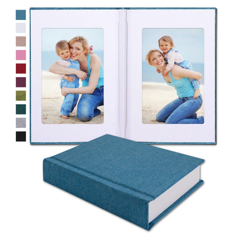 Pssoss Small 4x6 Photo Album with Writing Space Holds 30 Photos Ideal for Wedding Theme-Album and Baby Photo Album (Blue) - Image 1