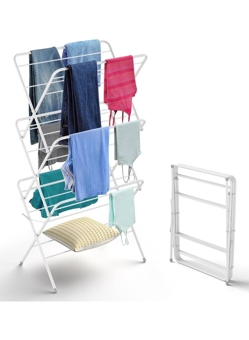 DubaiGallery 3 Tier Steel Folding Concertina Clothes Airer Laundry Horse Dryer Ideal For Indoor Outdoor - Image 1