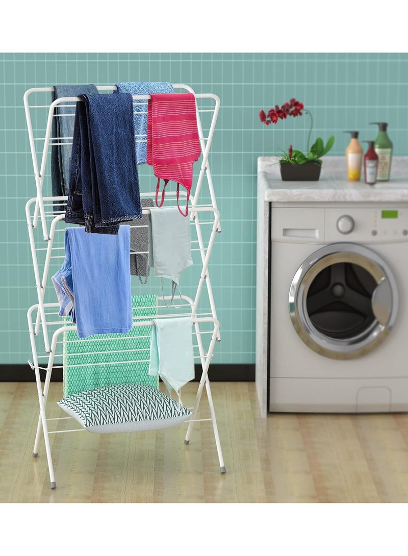 DubaiGallery 3 Tier Steel Folding Concertina Clothes Airer Laundry Horse Dryer Ideal For Indoor Outdoor - Image 3