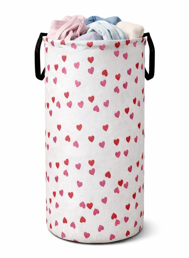 BB BACKBENCHERS Printed Laundry Basket 48L | Foldable Storage Bag with Handles | Multipurpose Clothes Hamper for Bedroom, Bathroom & Dorm | Non-Woven Fabric (Heart Print) | Grey | Pack of 1 - Image 1