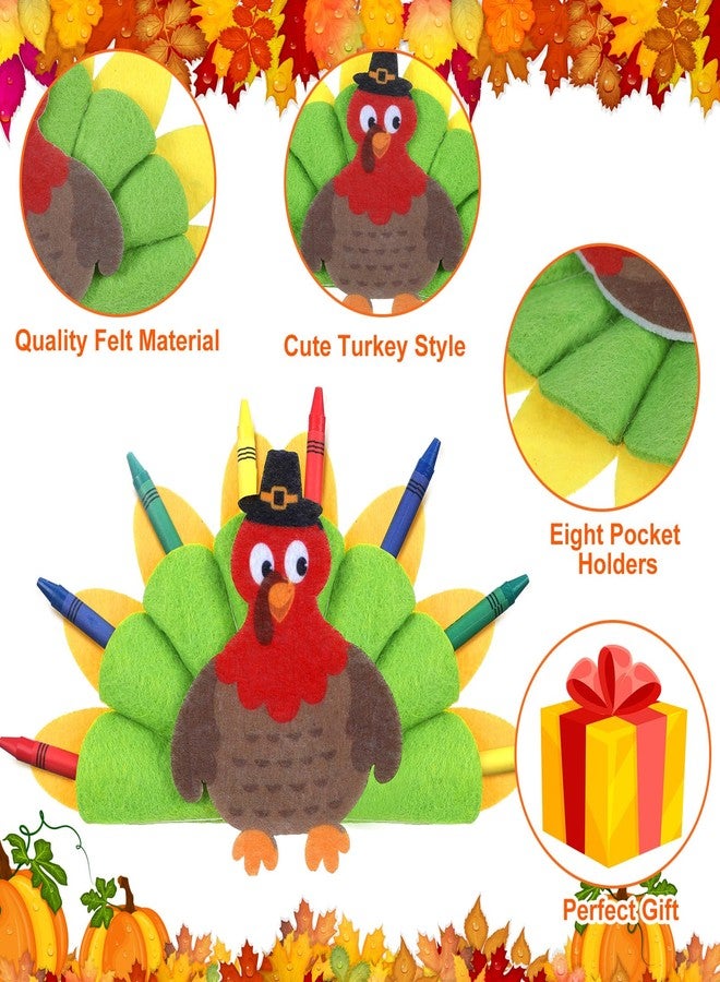 Watersay 4 Pcs Thanksgiving Turkey Crayon Holder Felt Pencil Holder Turkey Desk Organizer for kids School Home Office Stationary Supplies - Image 3