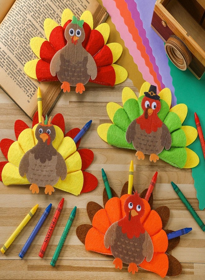 Watersay 4 Pcs Thanksgiving Turkey Crayon Holder Felt Pencil Holder Turkey Desk Organizer for kids School Home Office Stationary Supplies - Image 4
