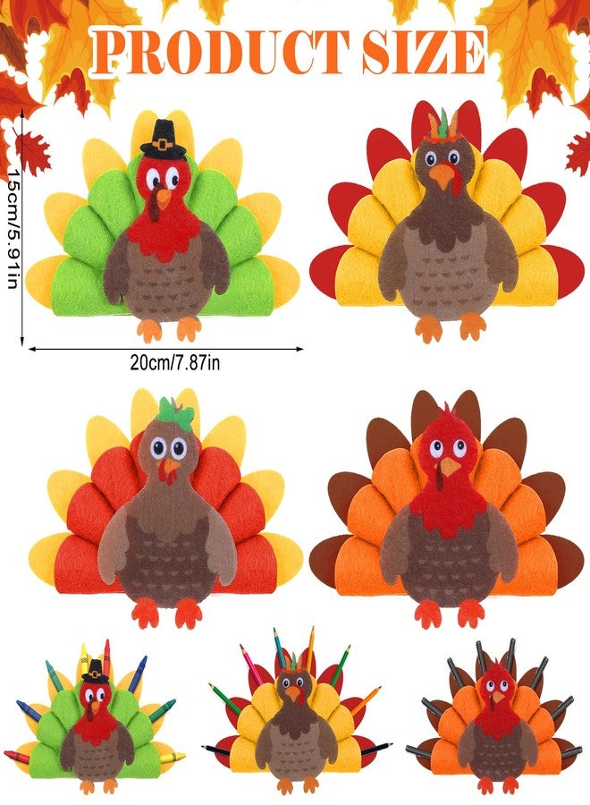 Watersay 4 Pcs Thanksgiving Turkey Crayon Holder Felt Pencil Holder Turkey Desk Organizer for kids School Home Office Stationary Supplies - Image 2