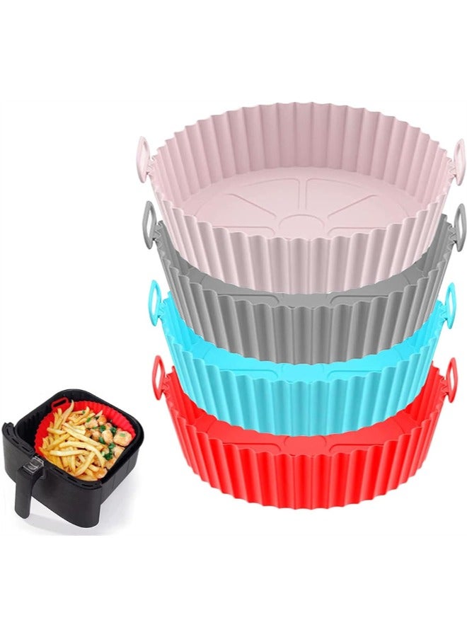 Air Fryer Silicone Liners, 4 Pack Air Fryer Silicone Pot Reusable Air Fryer Silicone Basket Easy Cleaning Air fryers Silicone Pot for Oven Microwave Accessories(Pink Gray Red Blue) - Image 1