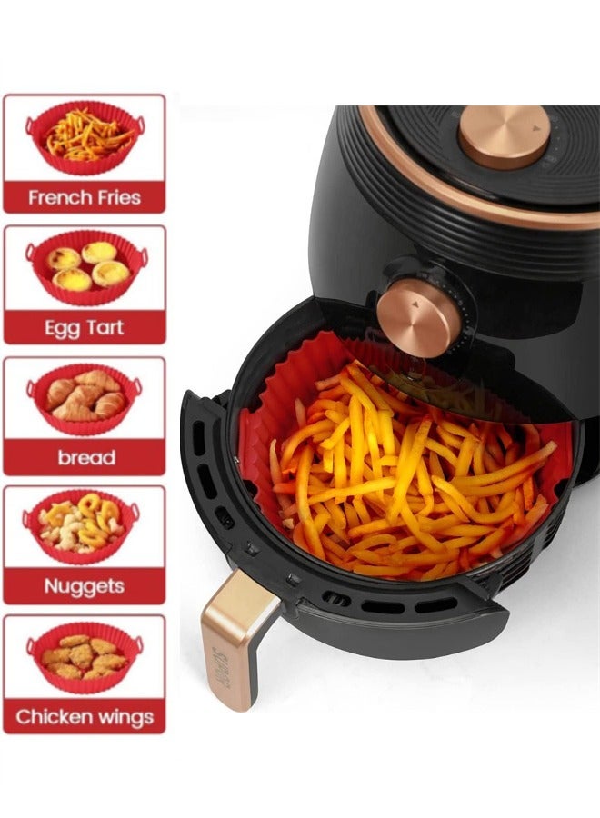 Air Fryer Silicone Liners, 4 Pack Air Fryer Silicone Pot Reusable Air Fryer Silicone Basket Easy Cleaning Air fryers Silicone Pot for Oven Microwave Accessories(Pink Gray Red Blue) - Image 3