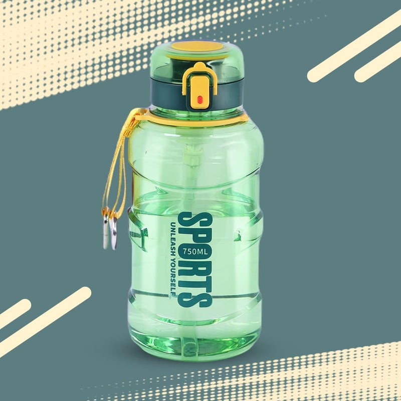 ATTRO Pro Sip 750ml Bottle Stylish & Functional Comes with flip top lid & Straw Easy to Carry with Hand Strap, BPA Free, Leakproof Perfect for Gym Workout,Sports,School & Outdoor- Forest Green - Image 1