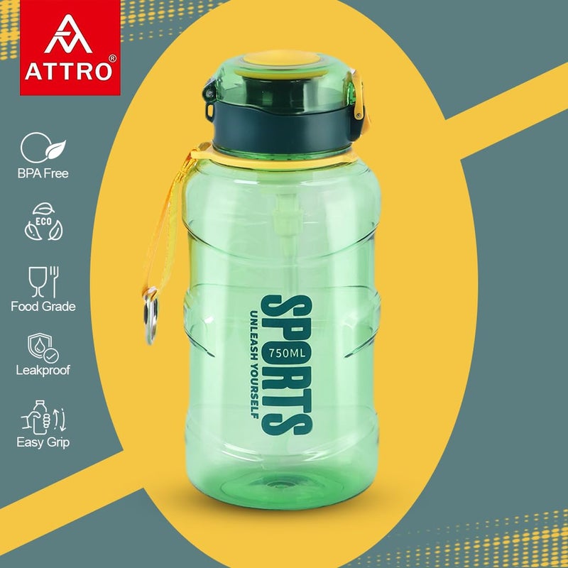 ATTRO Pro Sip 750ml Bottle Stylish & Functional Comes with flip top lid & Straw Easy to Carry with Hand Strap, BPA Free, Leakproof Perfect for Gym Workout,Sports,School & Outdoor- Forest Green - Image 4