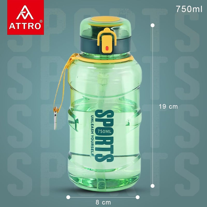 ATTRO Pro Sip 750ml Bottle Stylish & Functional Comes with flip top lid & Straw Easy to Carry with Hand Strap, BPA Free, Leakproof Perfect for Gym Workout,Sports,School & Outdoor- Forest Green - Image 3