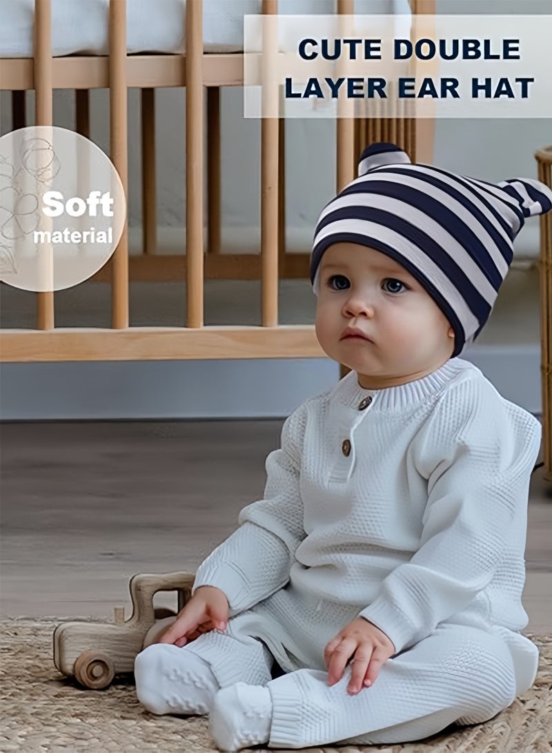 Sweet Life Newborn Baby boys Hospital Hat Thick Cute Bear Ear Cotton Baby Boy Beanie for 0-6Months - Image 3