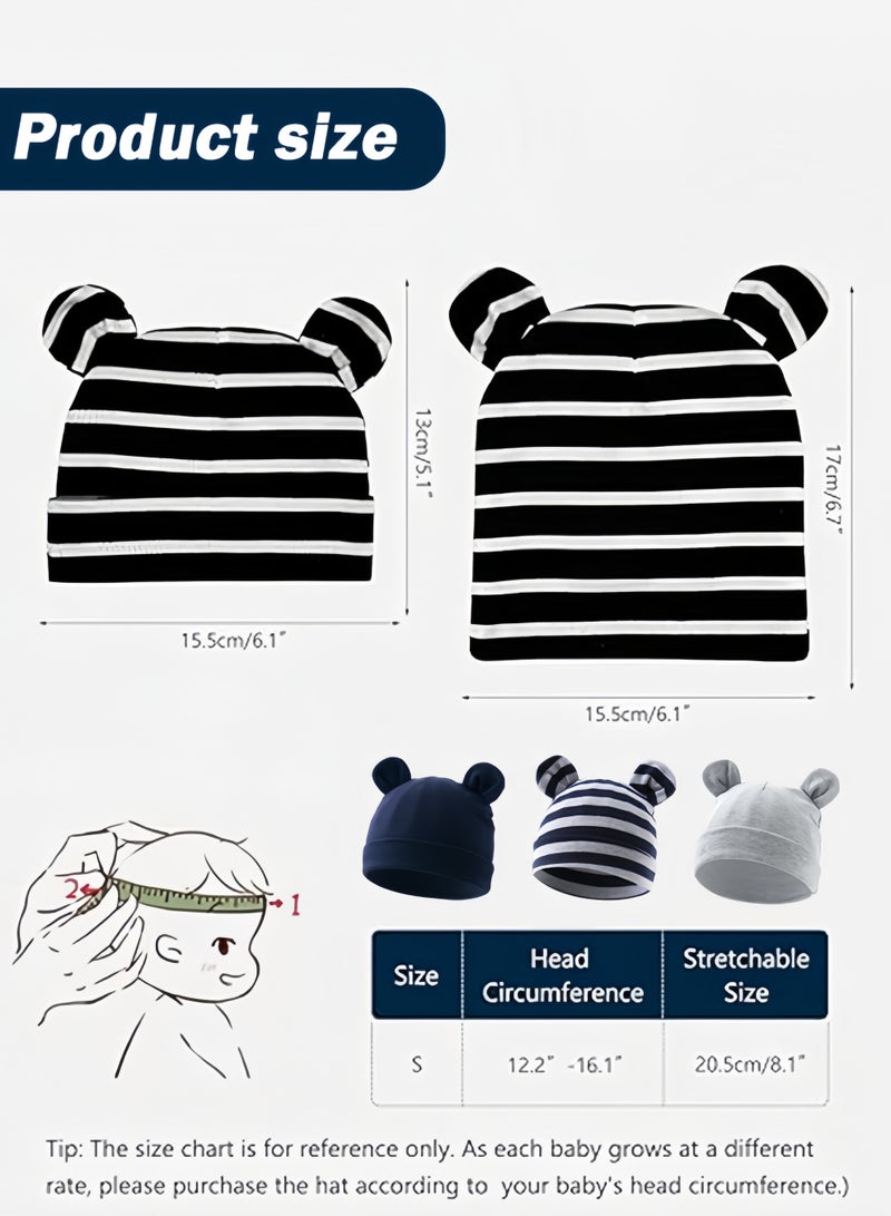 Sweet Life Newborn Baby boys Hospital Hat Thick Cute Bear Ear Cotton Baby Boy Beanie for 0-6Months - Image 5