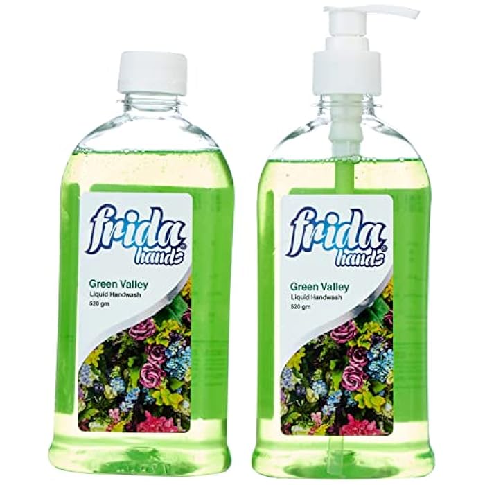 Frida Hands Green Valley Liquid Hand Soap with Pump, 520 gm with Green Valley Liquid Hand Soap Bottle, 520 gm - Image 1