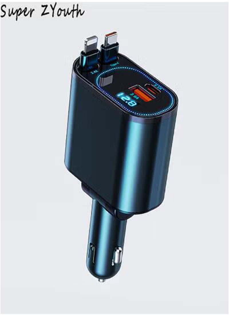Super ZYouth - 120W Super Fast Car Charger | Supports PD30W/QC3.0/FCP Fast Charging, USB/Type-C/Lightning 3-in-1, Compatible with iPhone, Huawei, Honor, Samsung, Pixel, Digital Display, Ultra-Fast Charging with No Wait - Image 1
