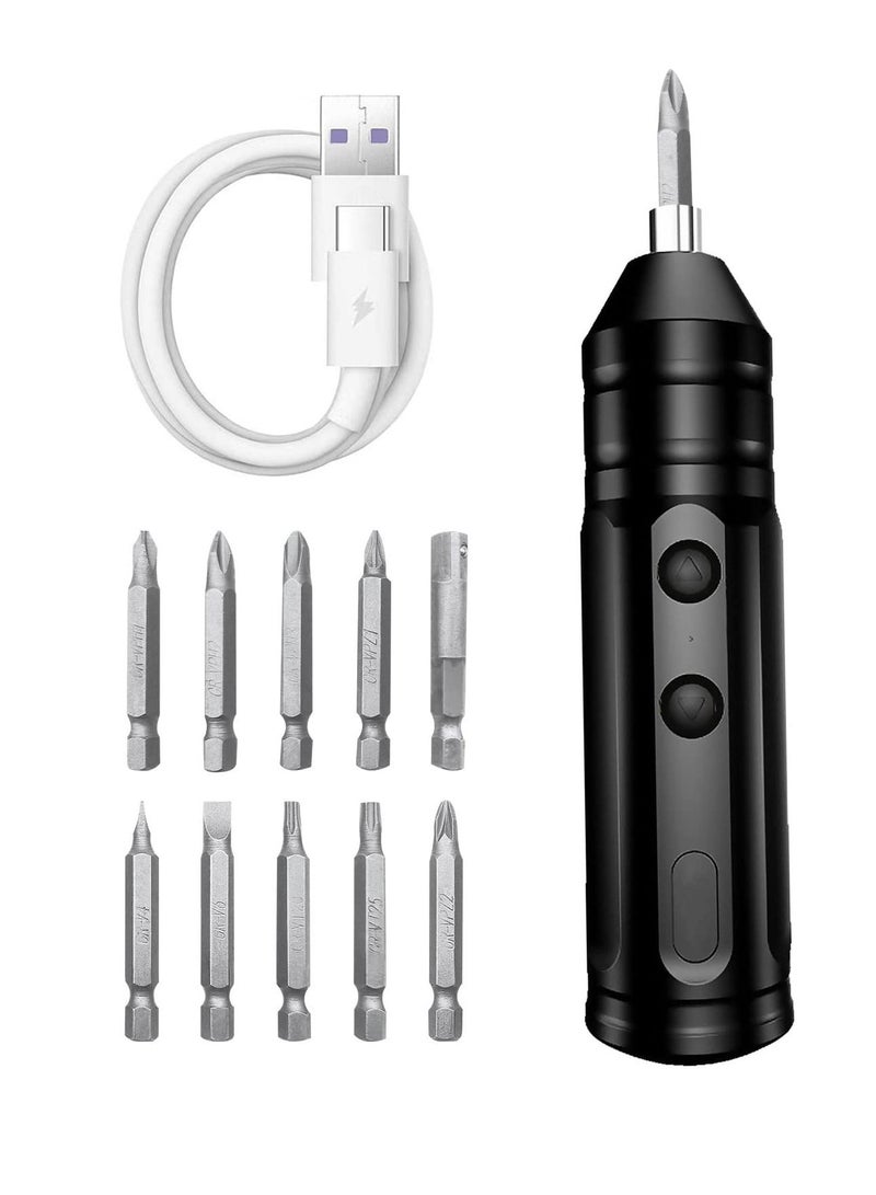 Cordless Rechargeable Screwdriver, 1200mAh 3.7V Cordless Screwdriver Rechargeable, with 10 Magnetic Bits Electric Screwdriver Sets, Forward and Reverse Rotate (Standard) - Image 1