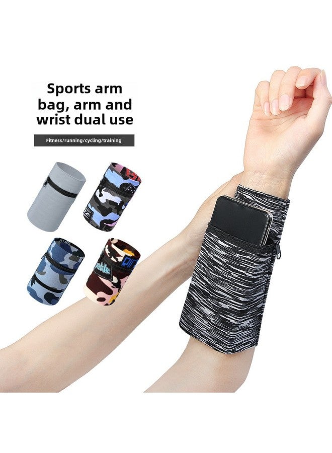 Generic Style Running Mobile Phone Arm Bag Men's And Women's Fitness Wrist Bag Outdoor Sports Arm Bag Sweat-wicking Breathable Bracelet Bag-Color:Coffee-Capacity:Trumpet  - Image 2