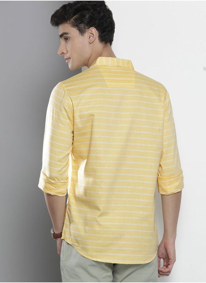 The Indian Garage Co Men Slim Fit Striped Full Sleeves Cutaway Collar Casual Shirt  - Image 2