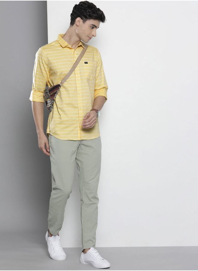 The Indian Garage Co Men Slim Fit Striped Full Sleeves Cutaway Collar Casual Shirt  - Image 5