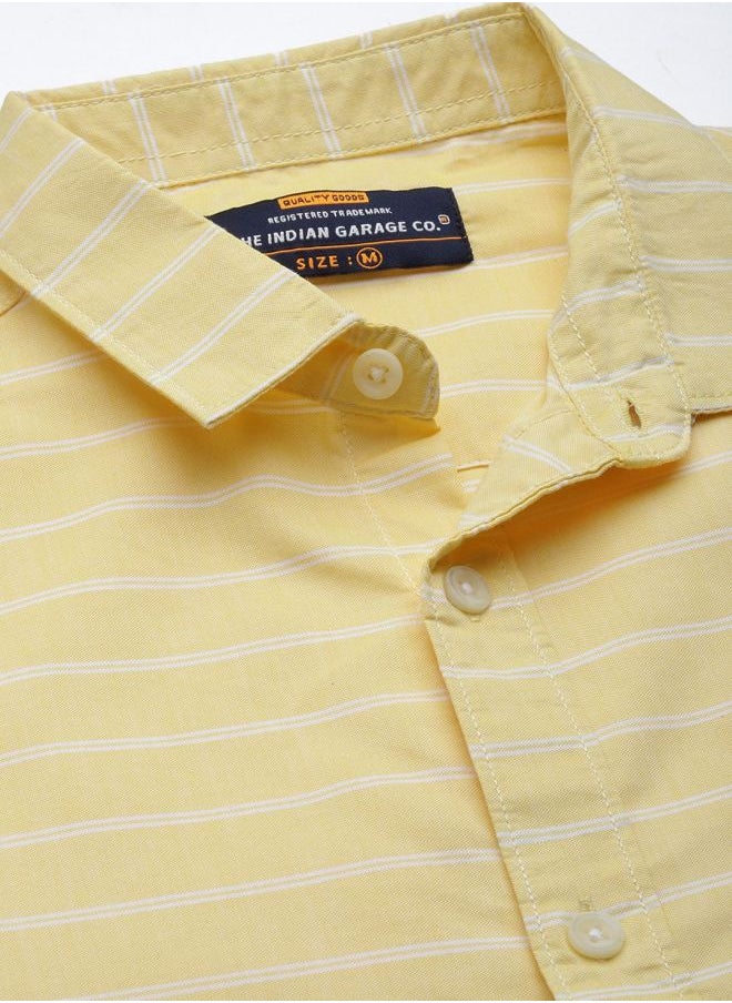 The Indian Garage Co Men Slim Fit Striped Full Sleeves Cutaway Collar Casual Shirt  - Image 4