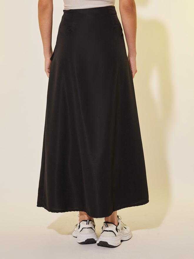 Take Two Take Two Solid Tie Detail Wrap Look A-Line Maxi Skirt  - Image 4
