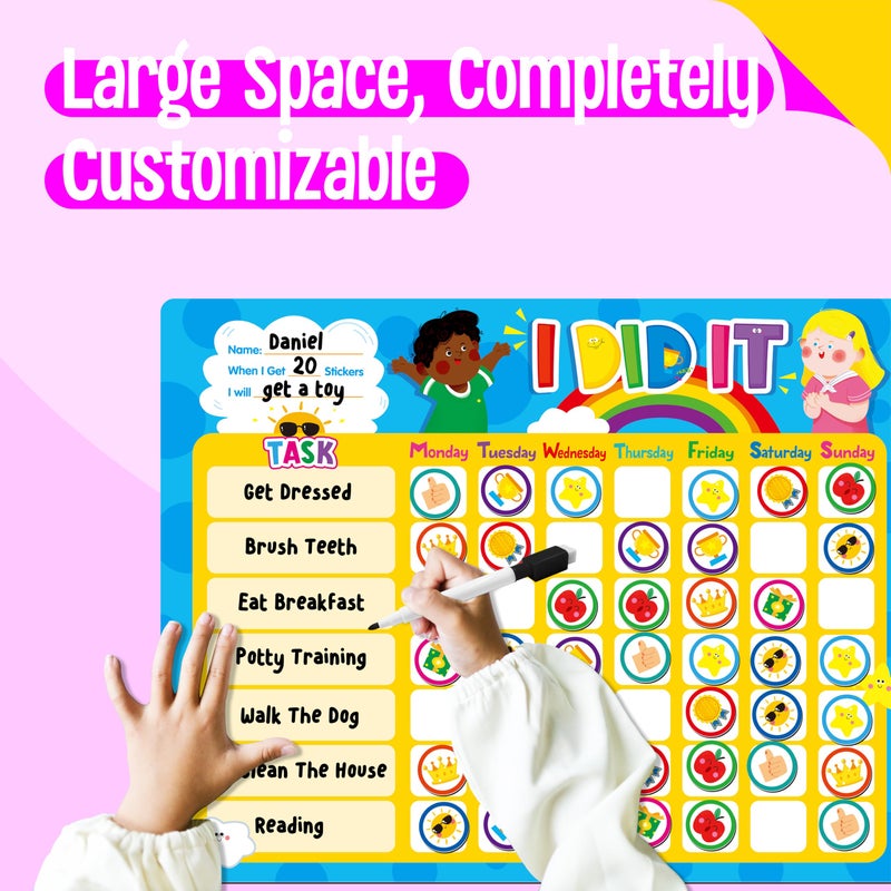 SpriteGru Magnetic Reward Chart, Dry Erase Task Board-One Chart & 72 Magnetic Reward Magnets, Behavior Tracker for Daily Routine, Potty Training - Image 4