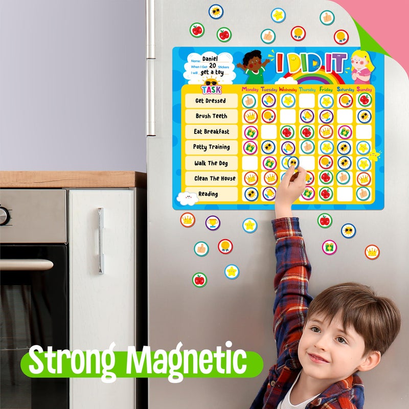 SpriteGru Magnetic Reward Chart, Dry Erase Task Board-One Chart & 72 Magnetic Reward Magnets, Behavior Tracker for Daily Routine, Potty Training - Image 3