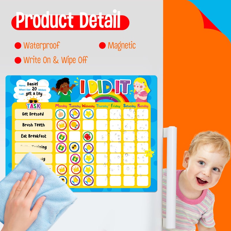 SpriteGru Magnetic Reward Chart, Dry Erase Task Board-One Chart & 72 Magnetic Reward Magnets, Behavior Tracker for Daily Routine, Potty Training - Image 5
