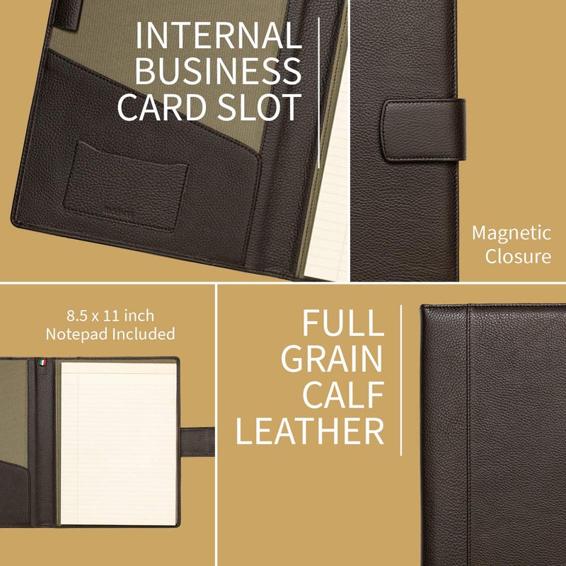 Maruse Italian Leather Executive Padfolio, Folder Organizer with Magnetic Closure and Writing Pad, Handmade in Italy, Dark Green - Image 3
