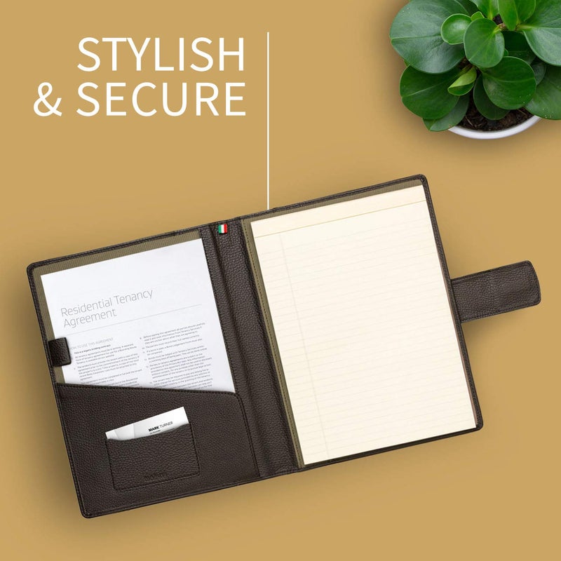 Maruse Italian Leather Executive Padfolio, Folder Organizer with Magnetic Closure and Writing Pad, Handmade in Italy, Dark Green - Image 4